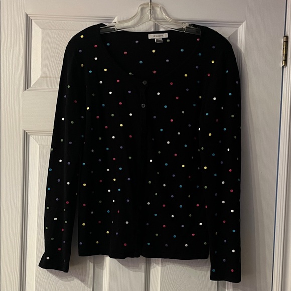 Dress Barn Sweaters - Dress Barn Black Cardigan with Multicolor Dots